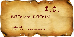 Páricsi Dániel névjegykártya
